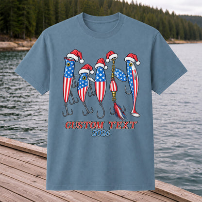 Personalized Patriotic Christmas Fishing Lures T-Shirt