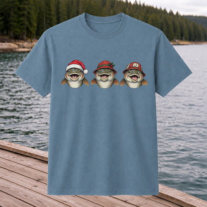 Funny Christmas Trout Trio Fishing Graphic T-Shirt