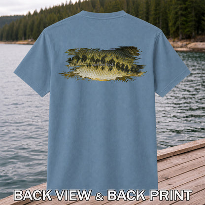 Custom Text Bass Fishing Graphic T-Shirt | Back Print