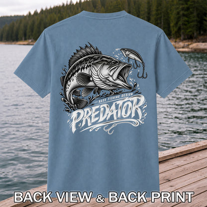 Predator Bass Fishing Design Largemouth Bass Graphic T-Shirt | Back Print