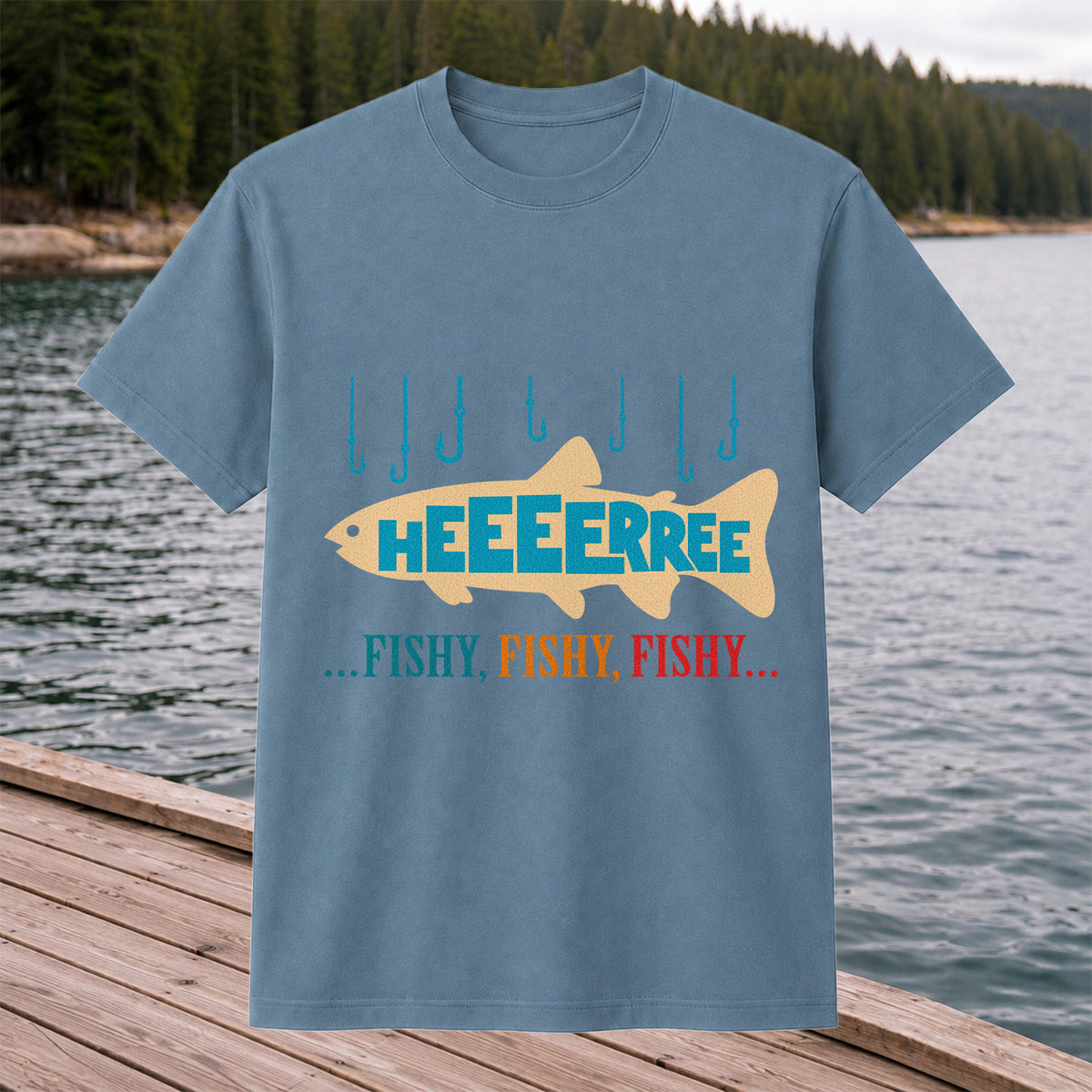 Heeeerrree Fishy Fishy Fishy Funny Fishing T-Shirt