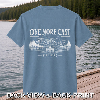 One More Cast Funny Lake Fishing Graphic T-Shirt | Back Print