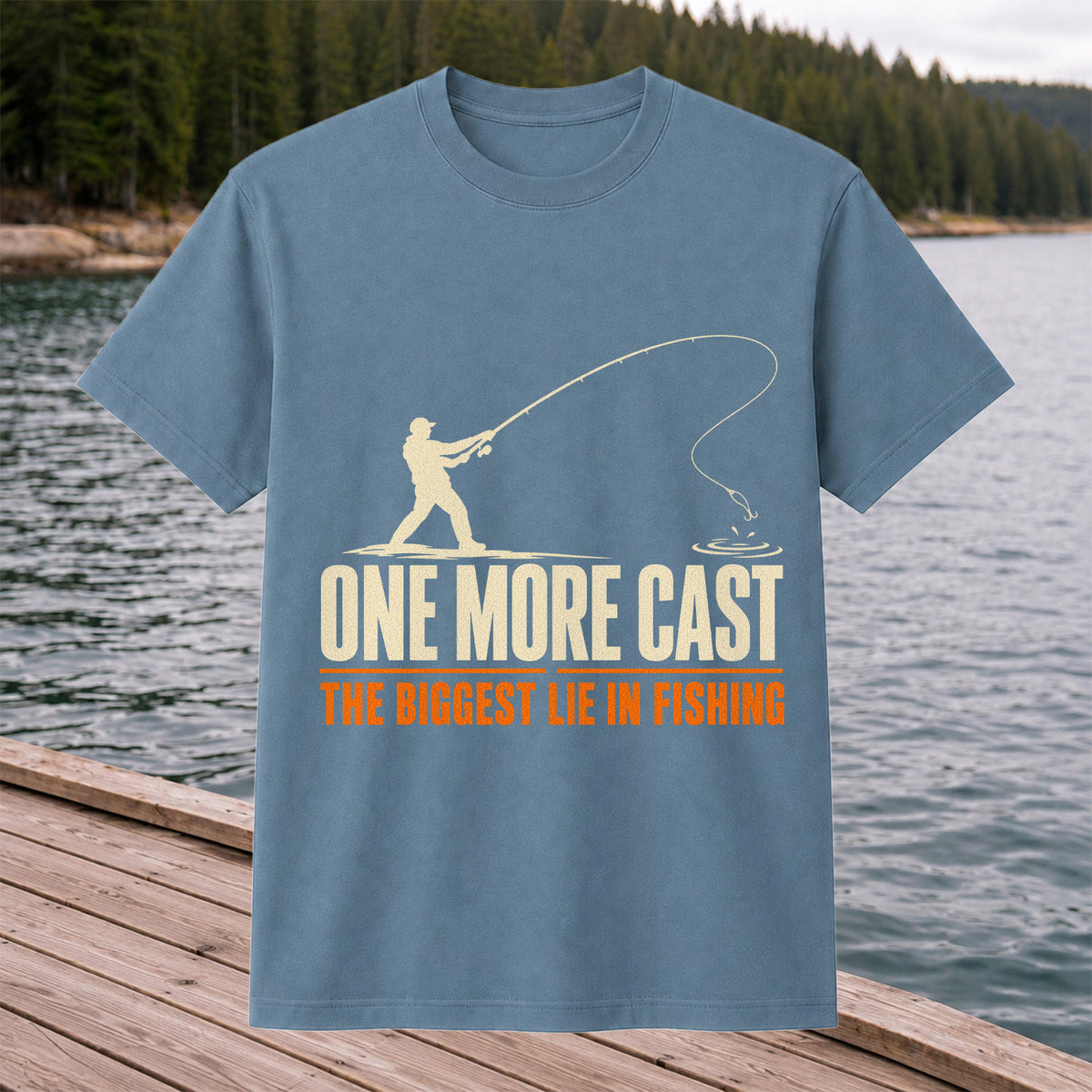 Fishing Angler Silhouette Graphic T-Shirt
