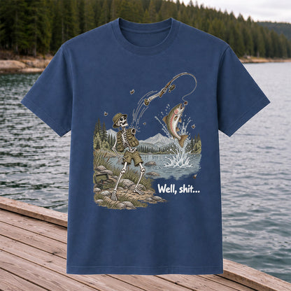 Funny Fishing Skeleton T-Shirt, Trout Fishing Tee
