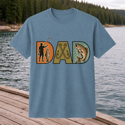 DAD Rainbow Trout and Fishing Hooks Vintage Graphic T-Shirt