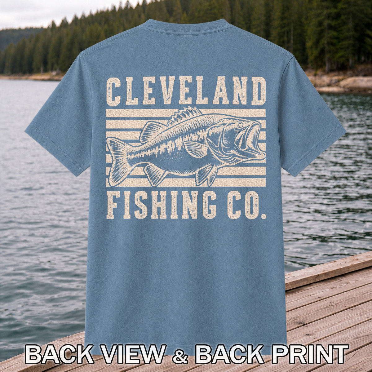 Cleveland Fishing Co Bass Fishing Graphic T-Shirt | Back Print