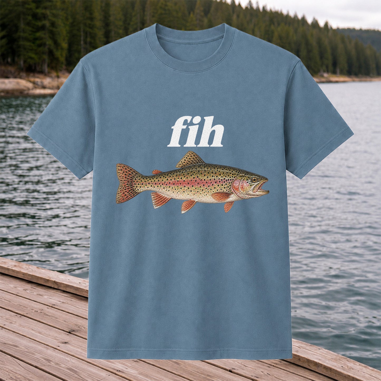 Fih Rainbow Trout Minimalist Fishing Graphic T-Shirt