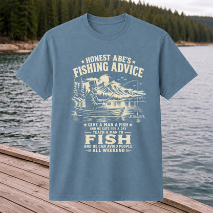 Honest Abe's Fishing Advice Funny Lincoln in a Boat T-Shirt