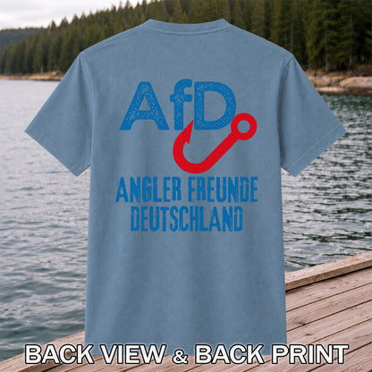 AFD Angler Freunde Deutschland Fishing Hook Graphic T-Shirt | Back Print