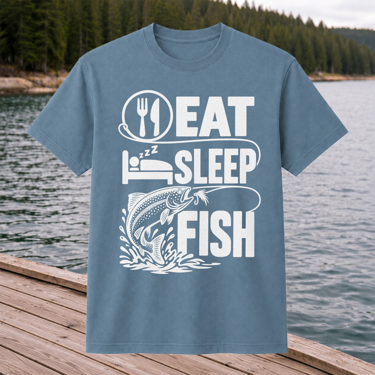 Eat Sleep Fish Trout Fly Fishing Graphic T-Shirt