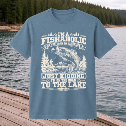 I'm a Fishaholic On the Road to Recovery Funny Trout Fishing T-Shirt