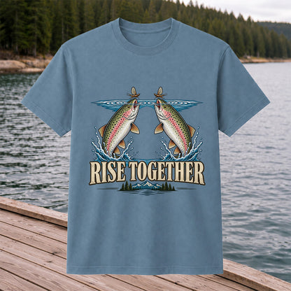 Rise Together Rainbow Trout Fly Fishing Graphic T-Shirt