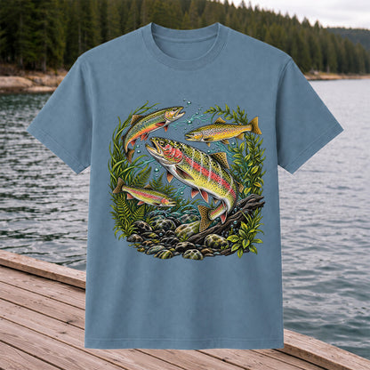Rainbow and Brown Trout Underwater Fishing Graphic T-Shirt