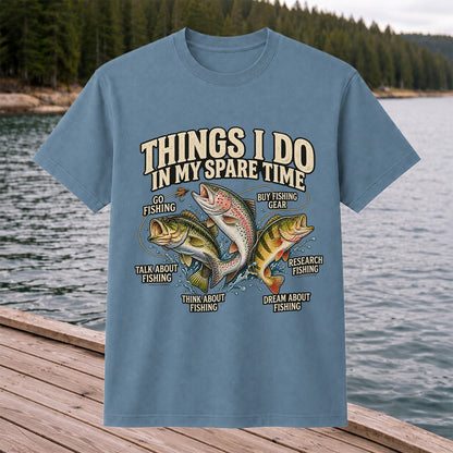 Things I Do in My Spare Time Bass, Rainbow Trout and Perch Fishing T-Shirt
