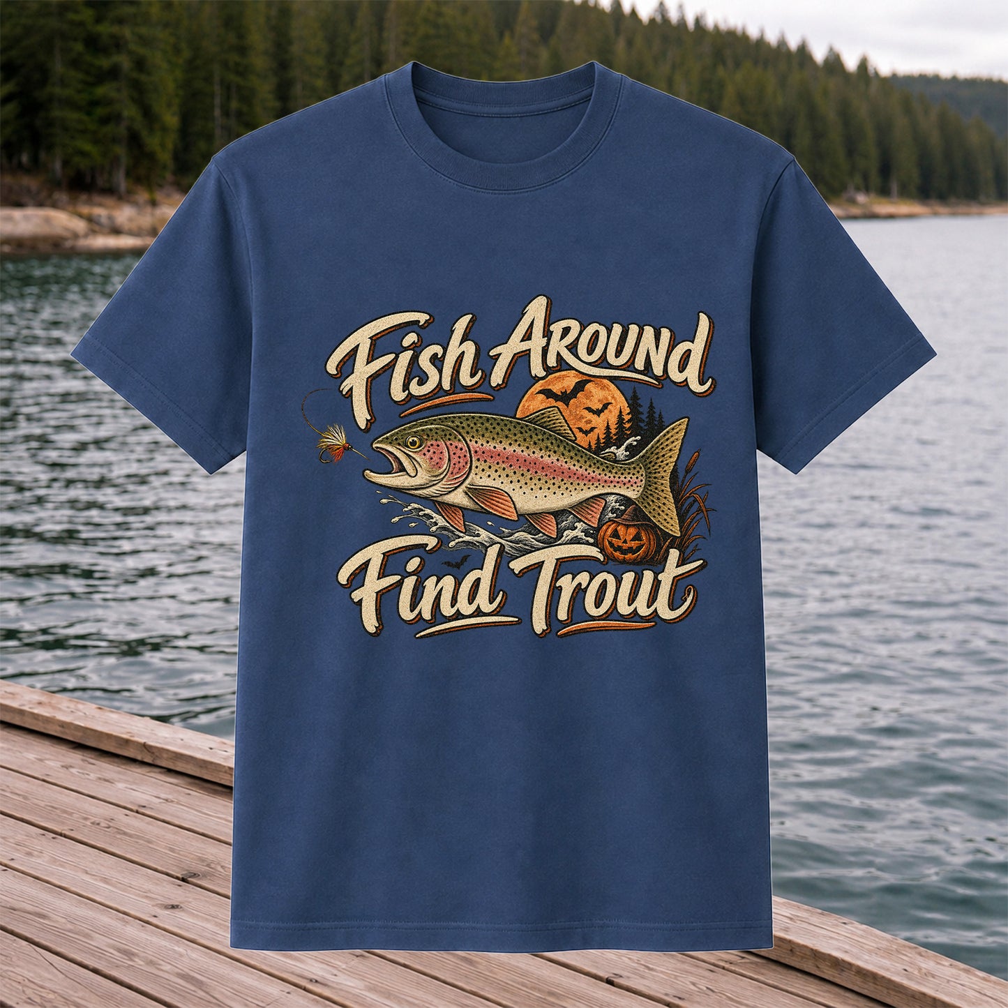 Fish Around Find Trout Halloween Fishing T-Shirt