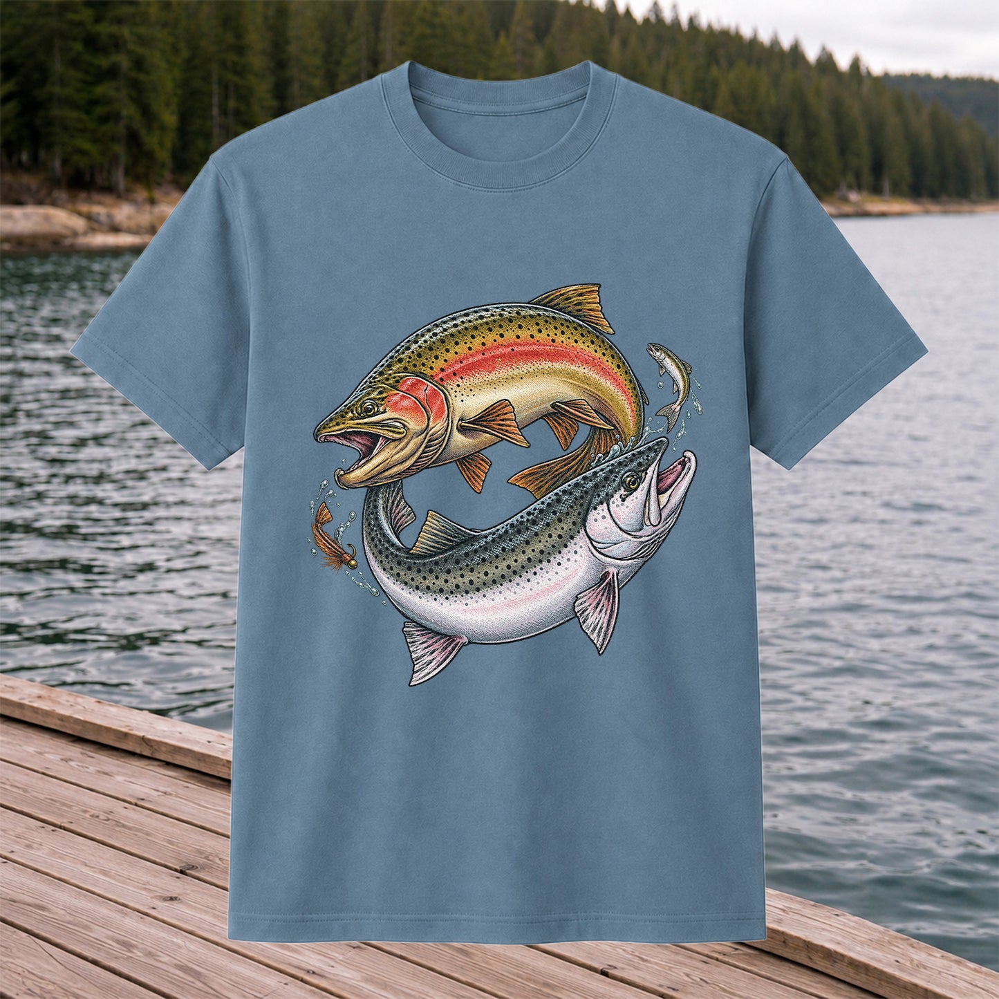 Rainbow Trout Pair Freshwater Fishing Graphic T-Shirt