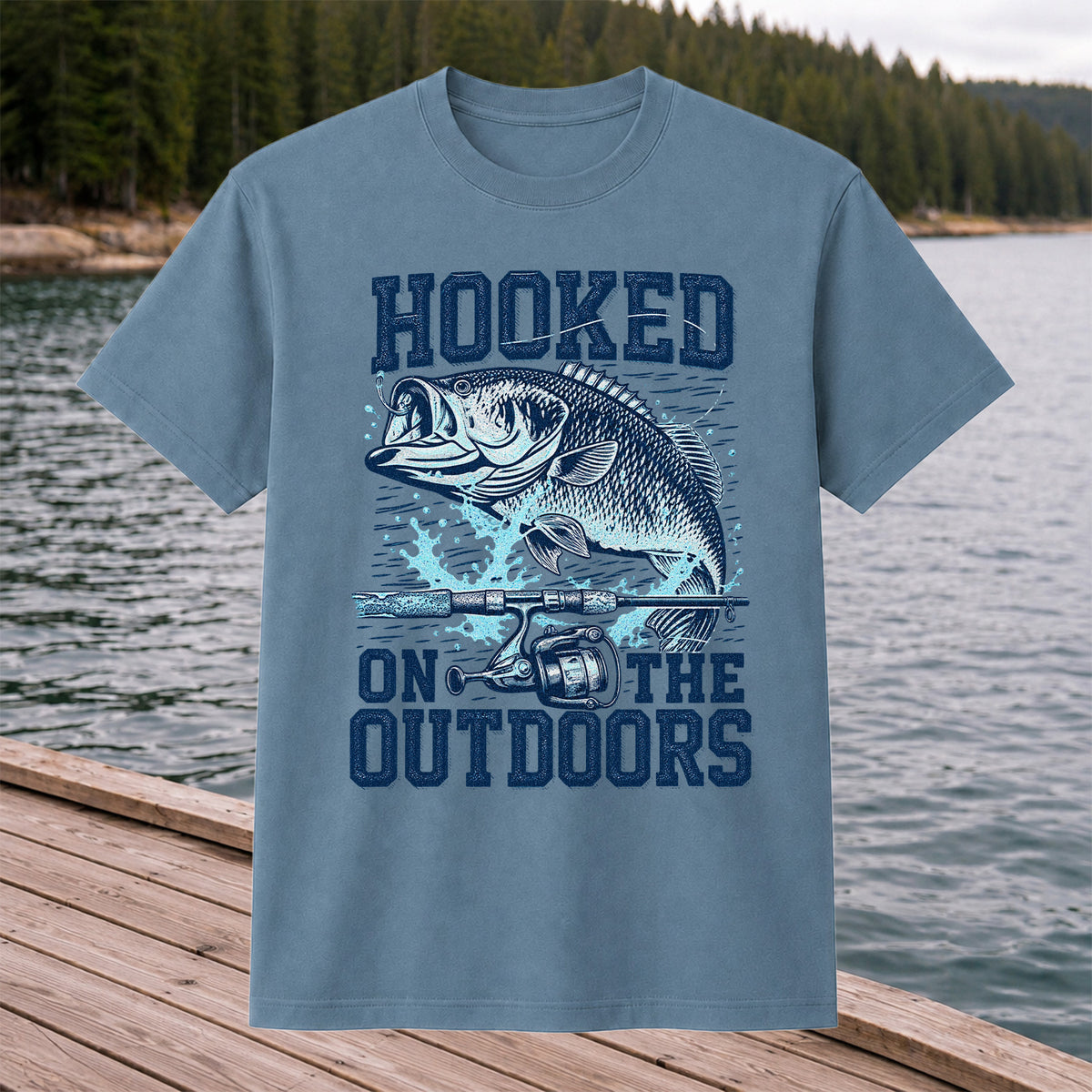 Hooked on the Outdoors Bass Fishing Graphic T-Shirt