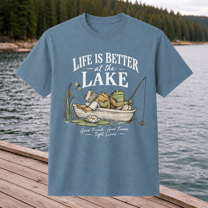 Life Is Better at the Lake Frog Fishing Graphic T-Shirt