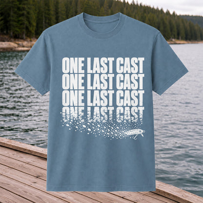 One Last Cast Repeating Fishing Lure Graphic T-Shirt