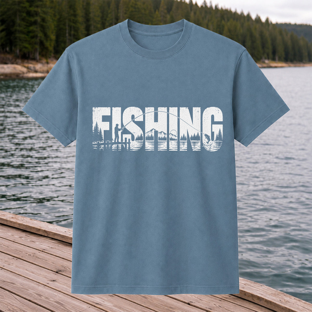 Fishing Lake Angler Vintage Graphic T-Shirt