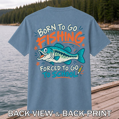 Funny Fish Fishing Graphic T-Shirt for Back to School | Back Print