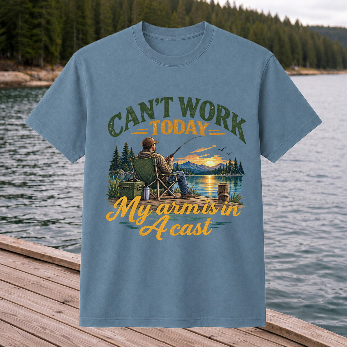 Can't Work Today My Arm Is in a Cast Fishing T-Shirt