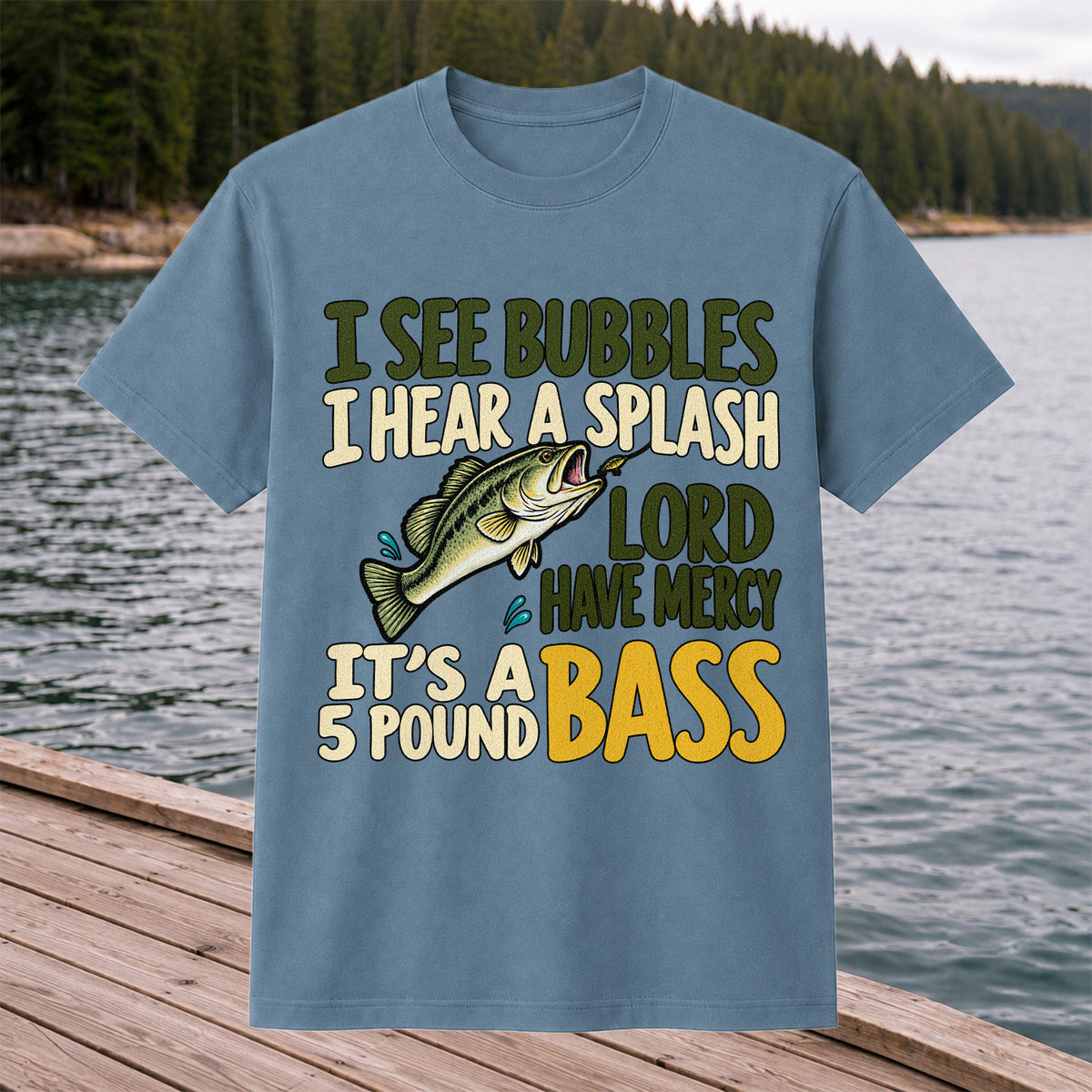 Five Pound Bass Fishing Humor Graphic T-Shirt
