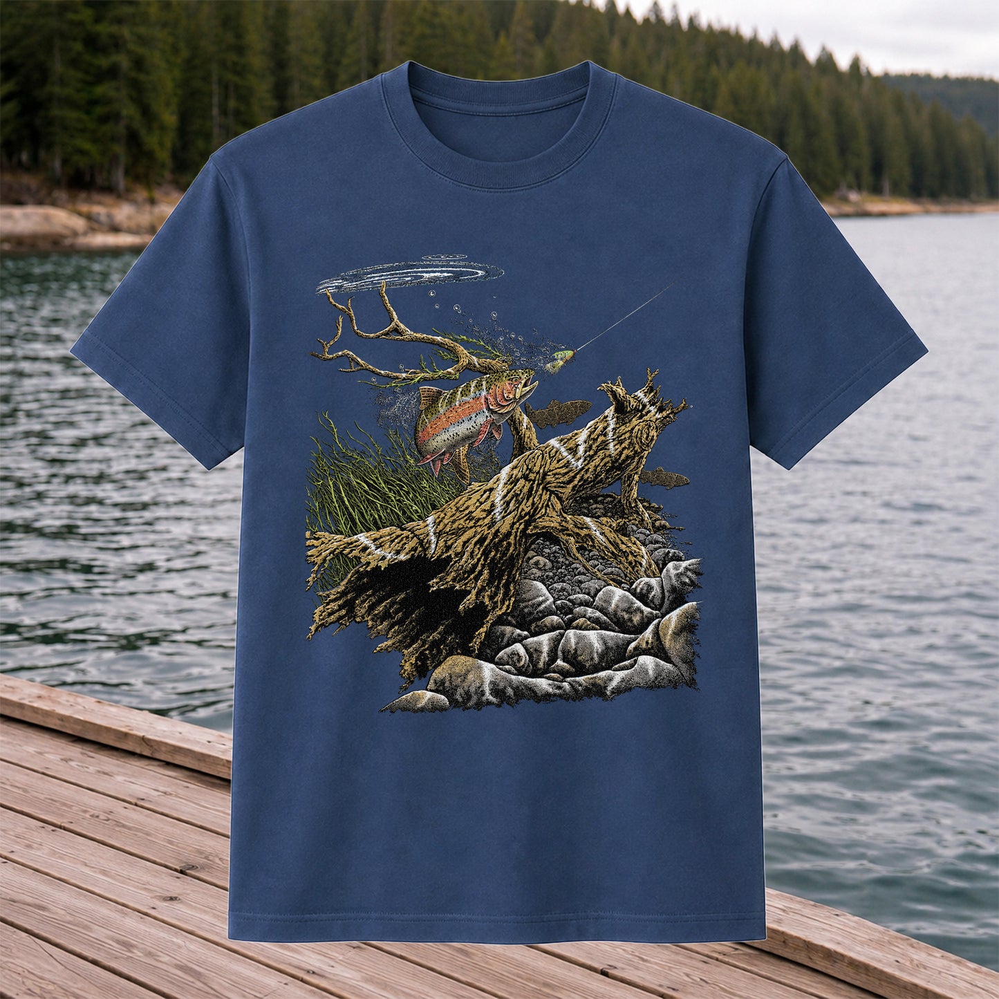 Trout Fishing T-Shirt  Fly Fishing River Tee