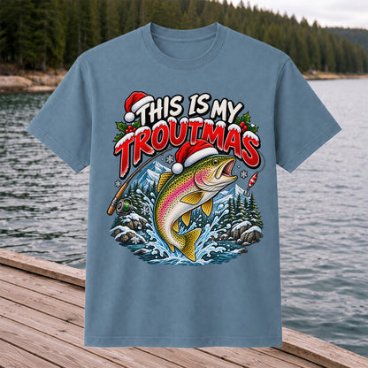 This Is My Troutmas Rainbow Trout Christmas Fishing T-Shirt