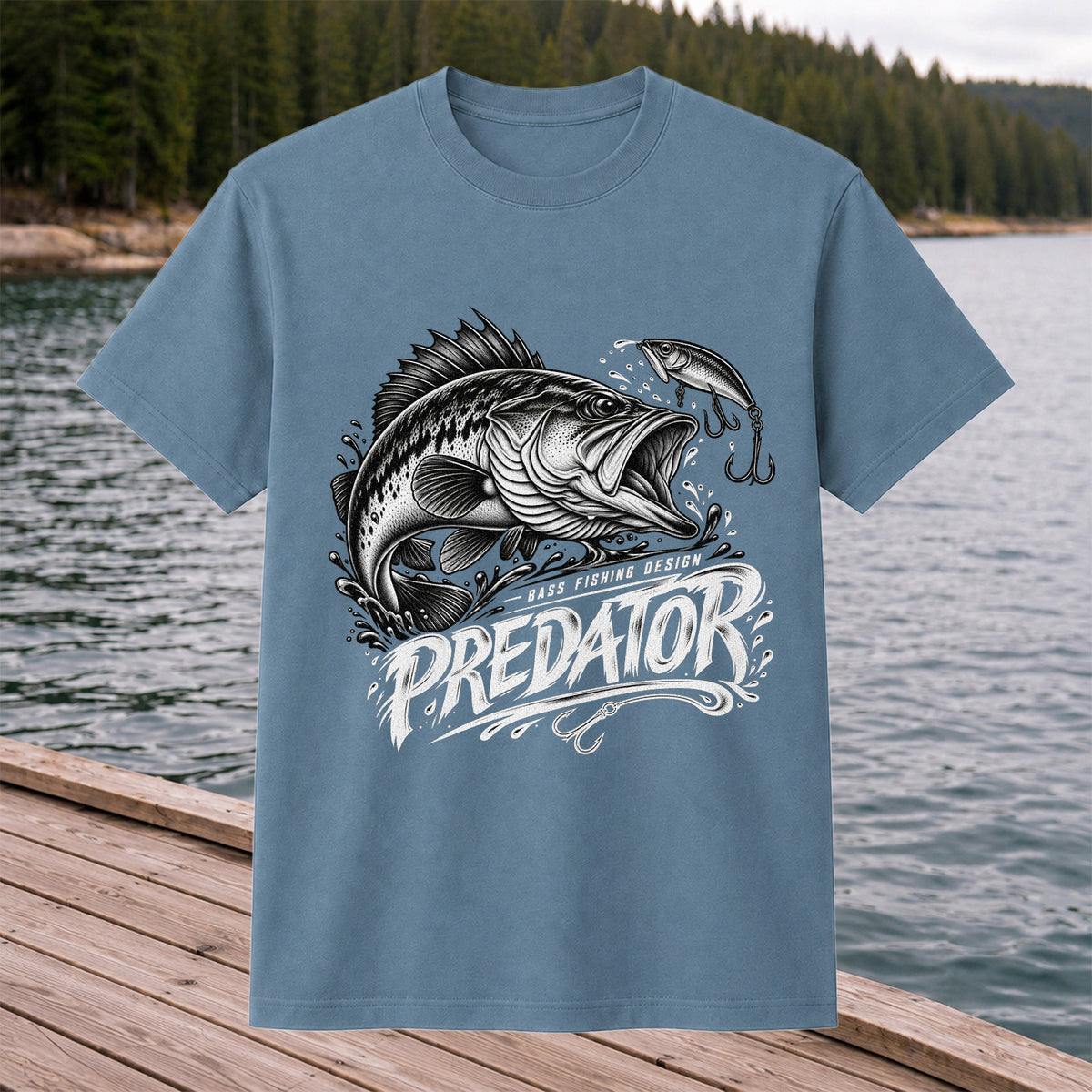Predator Bass Fishing Design Largemouth Bass Graphic T-Shirt