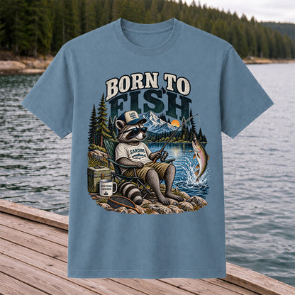 Born to Fish Raccoon in Sunglasses Lake Fishing T-Shirt