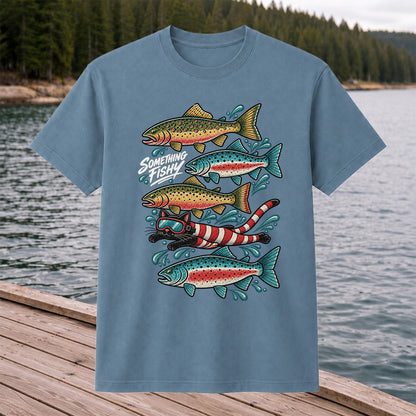Something Fishy Trout and Snorkeler Fishing Graphic T-Shirt
