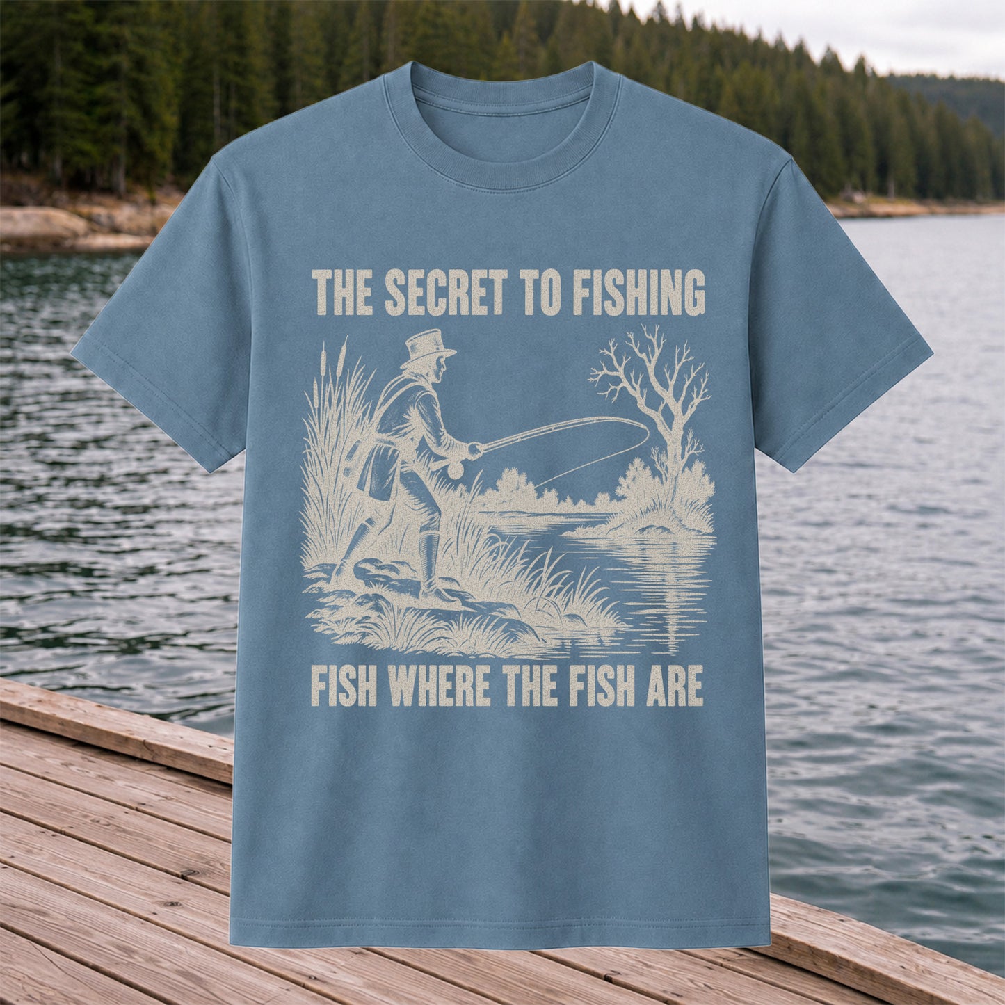 The Secret to Fishing Fish Where the Fish Are Graphic T-Shirt