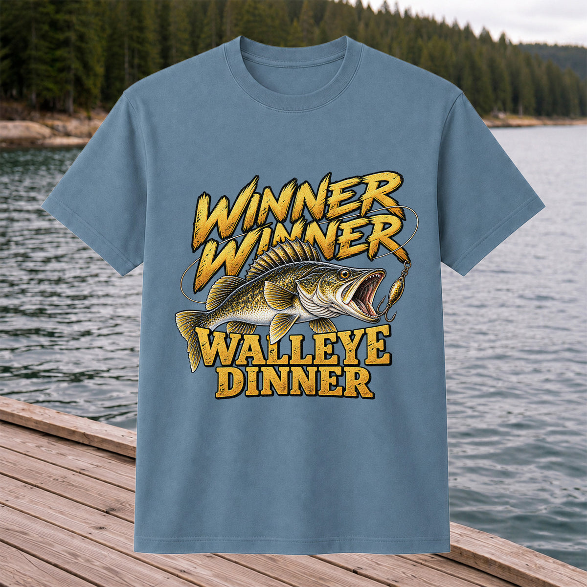 Winner Winner Walleye Dinner Funny Fishing Graphic T-Shirt
