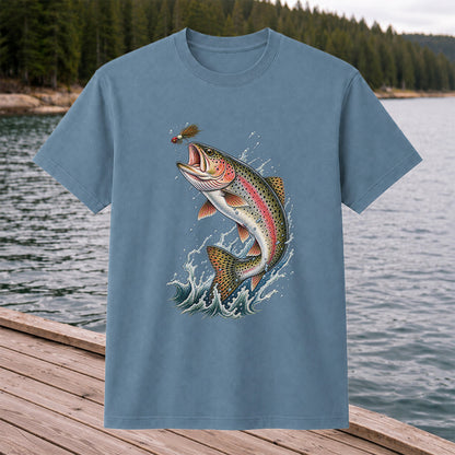 Rainbow Trout Leaping for a Fly Fishing Graphic T-Shirt