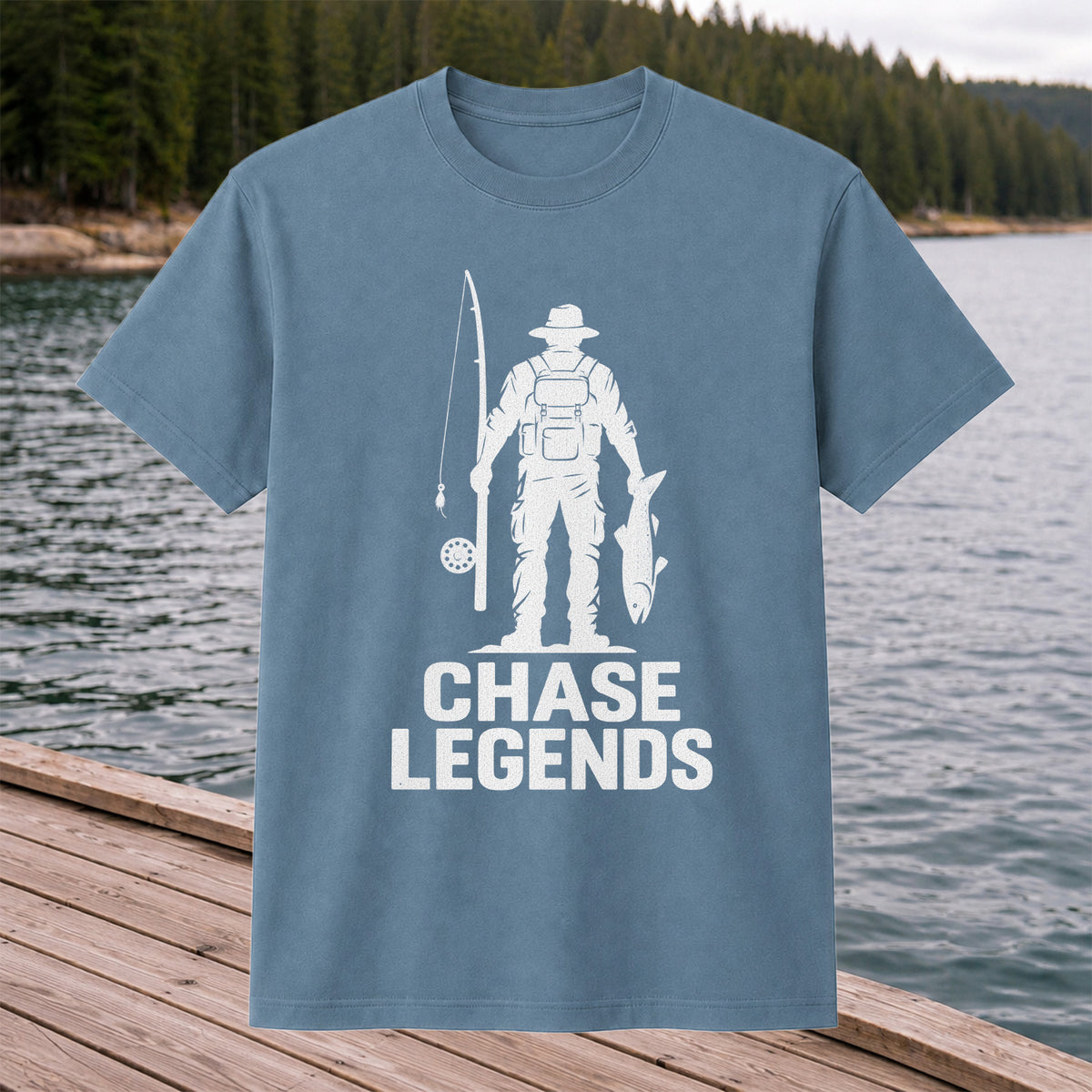 Chase Legends Fly Fishing Angler Silhouette Graphic T-Shirt