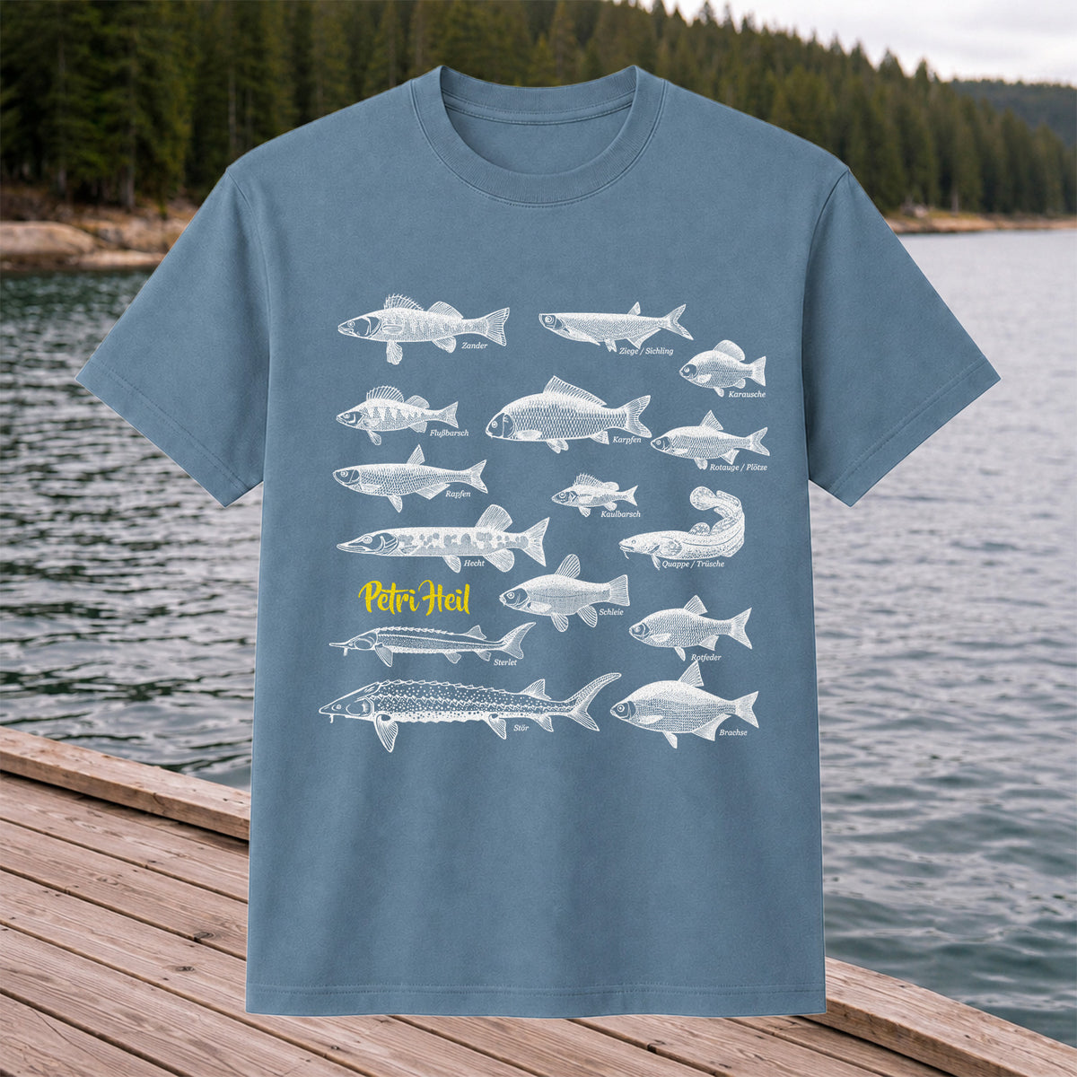 German Freshwater Fish Species Chart Fishing Graphic T-Shirt