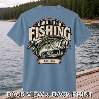 Born to Go Fishing Est. 1975 Vintage Bass Graphic T-Shirt | Back Print