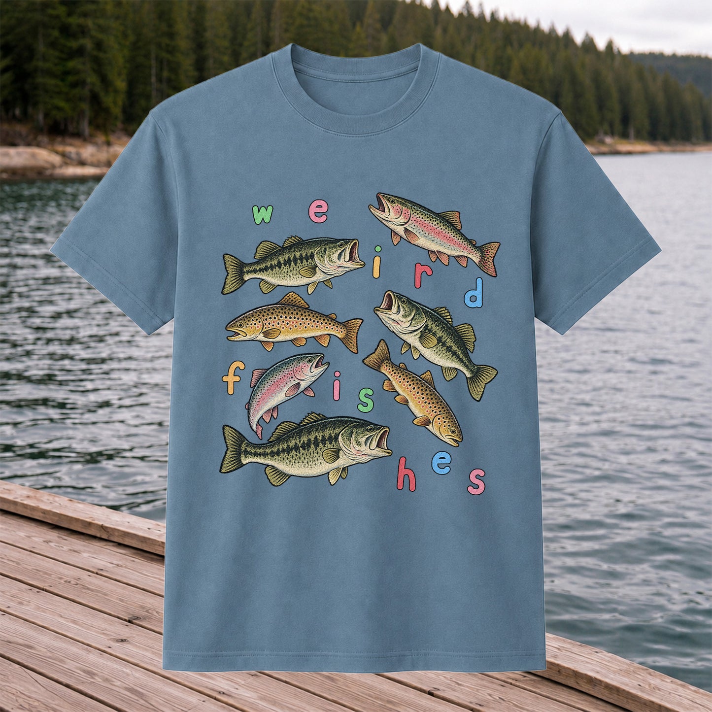 Weird Fishes Bass and Trout Fishing Graphic T-Shirt