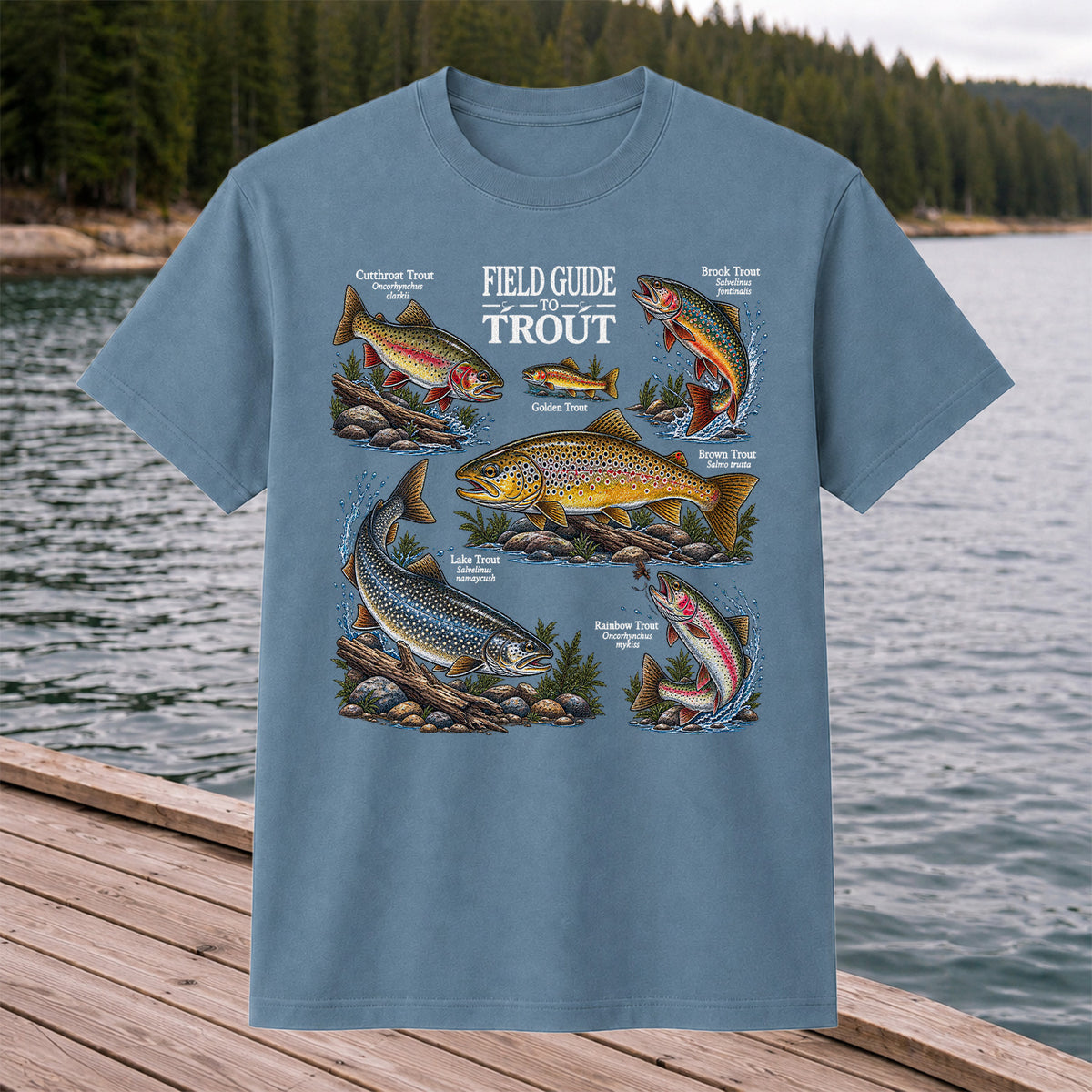 Field Guide to Trout Fishing Species Graphic T-Shirt