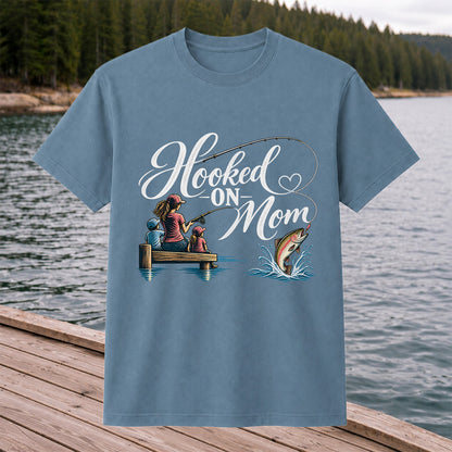 Hooked on Mom Family Fishing Graphic T-Shirt