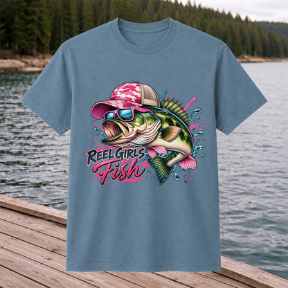 Reel Girls Fish Pink Largemouth Bass Fishing T-Shirt