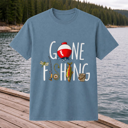 Gone Fishing Bobber Rod and Lure Graphic T-Shirt