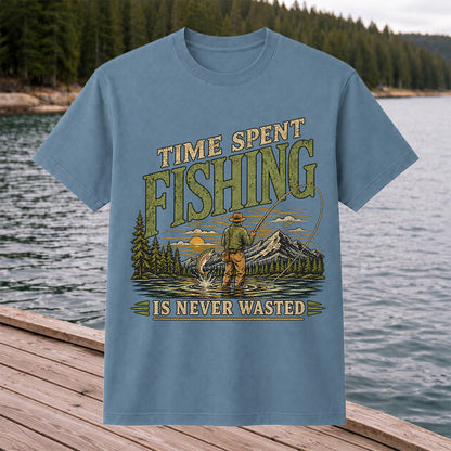 Time Spent Fishing Is Never Wasted Fly Fishing T-Shirt