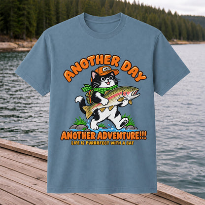 Another Day Another Adventure Cat and Trout Fishing Graphic T-Shirt