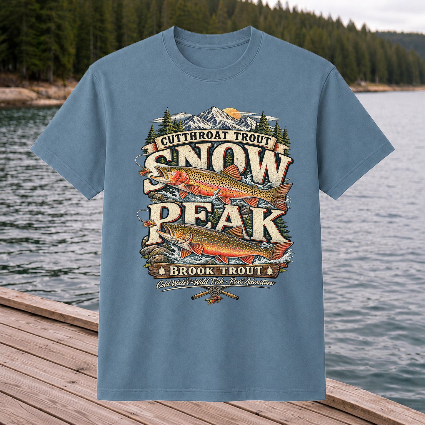 Cutthroat Trout Snow Peak Brook Trout Fishing Graphic T-Shirt