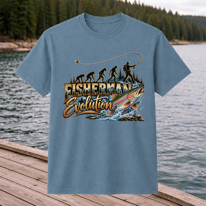 Fisherman Evolution Rainbow Trout Fly Fishing Graphic T-Shirt