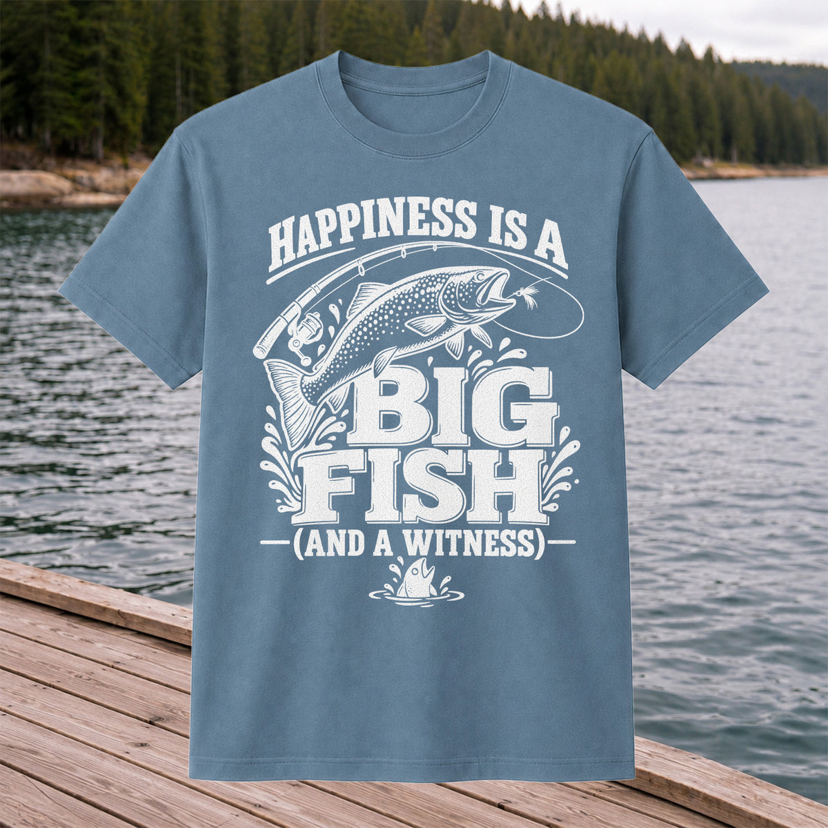 Happiness Is a Big Fish (And a Witness) Funny Trout Fishing T-Shirt