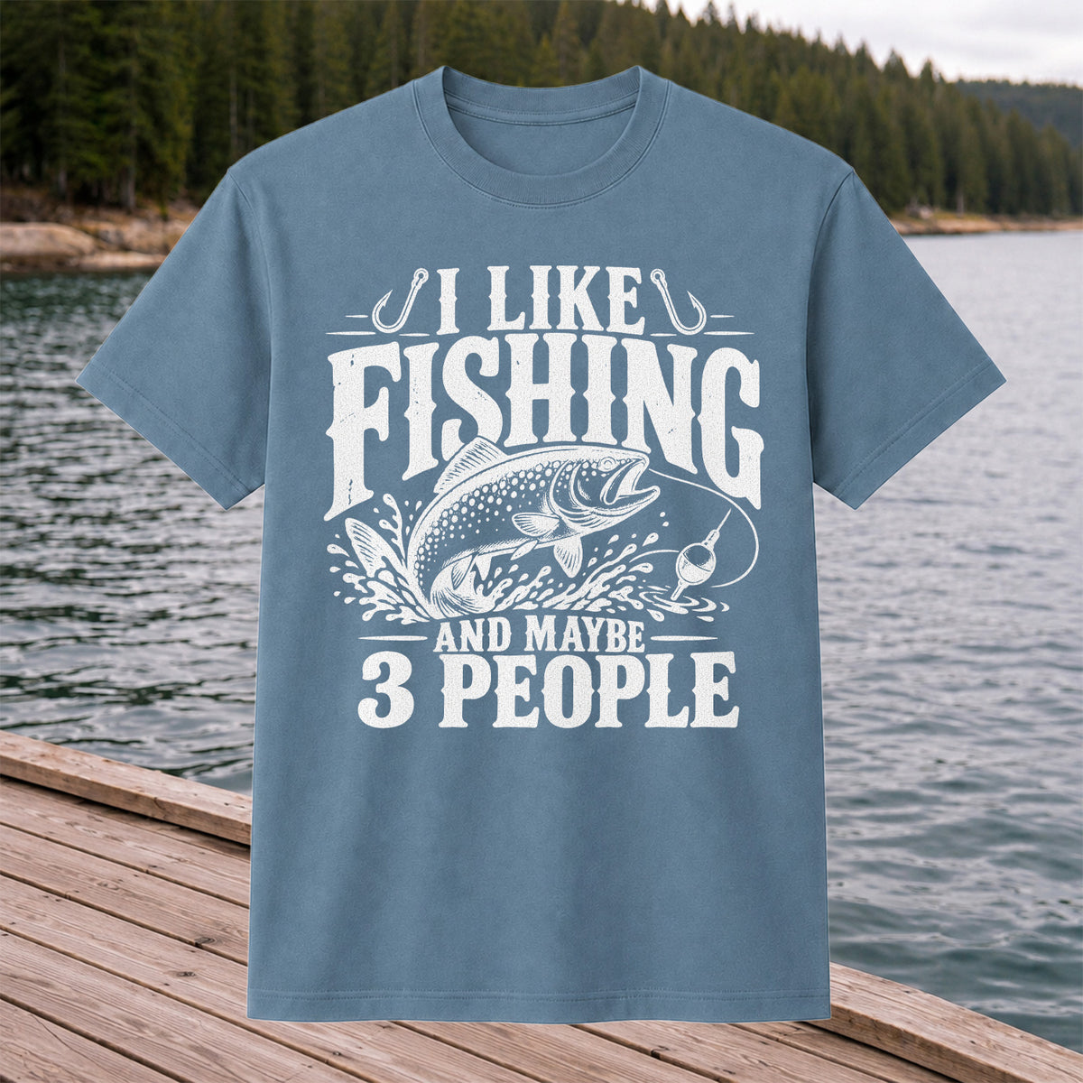 Funny Trout Fishing Three People Graphic T-Shirt