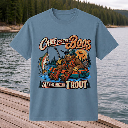 Came for the Boos Stayed for the Trout Bigfoot Halloween Fishing T-Shirt